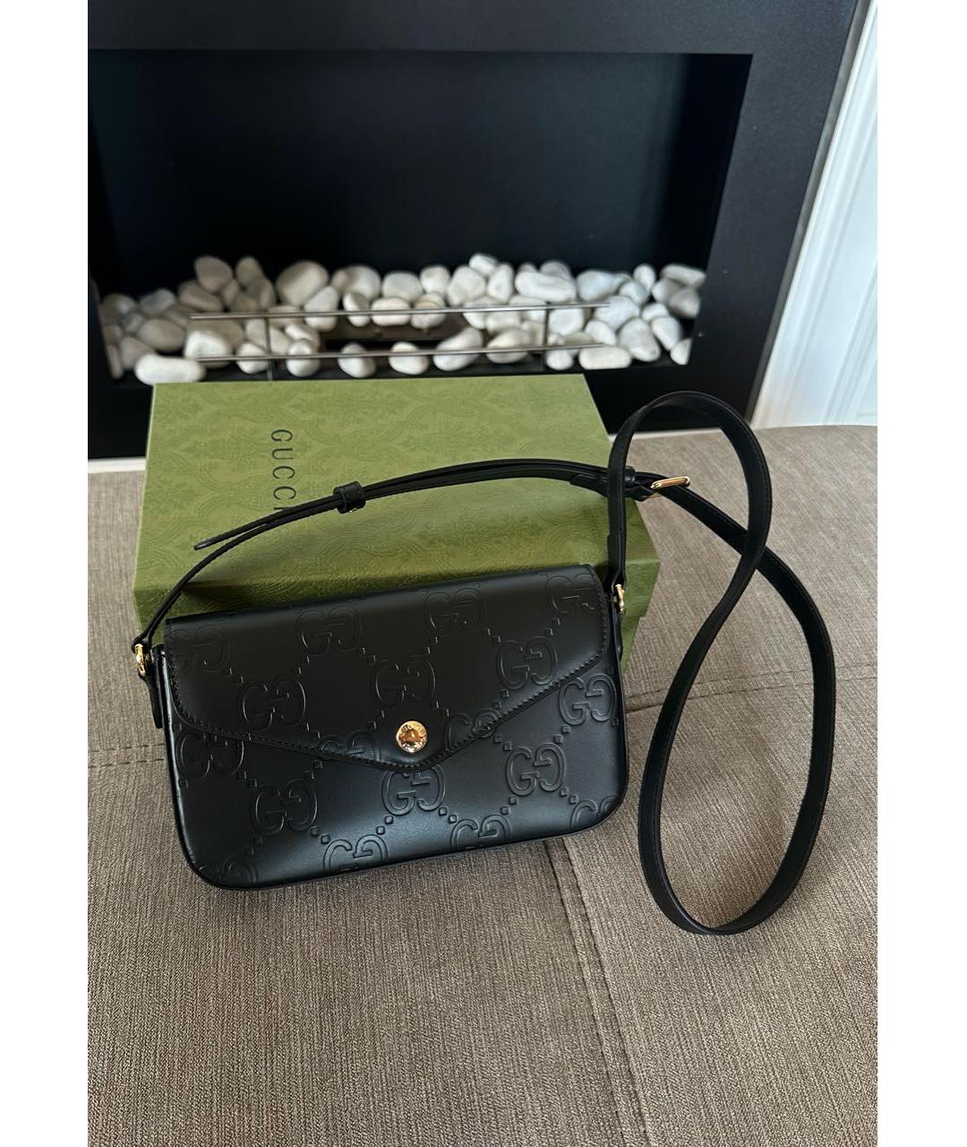 GUCCI Черная кожаная сумка через плечо, фото 2