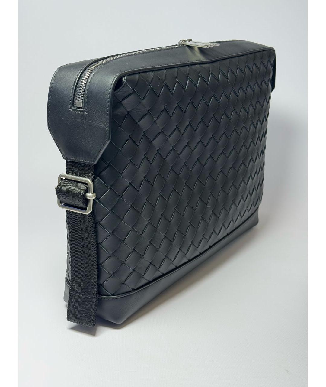 BOTTEGA VENETA Черная кожаная папка для документов, фото 2
