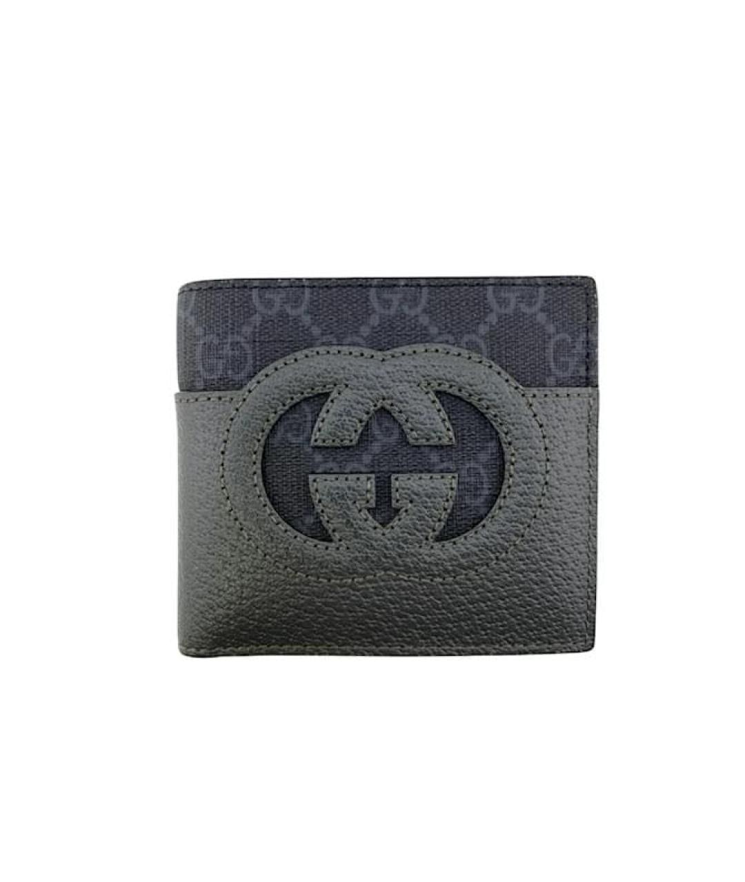 GUCCI Антрацитовый кожаный кошелек, фото 1