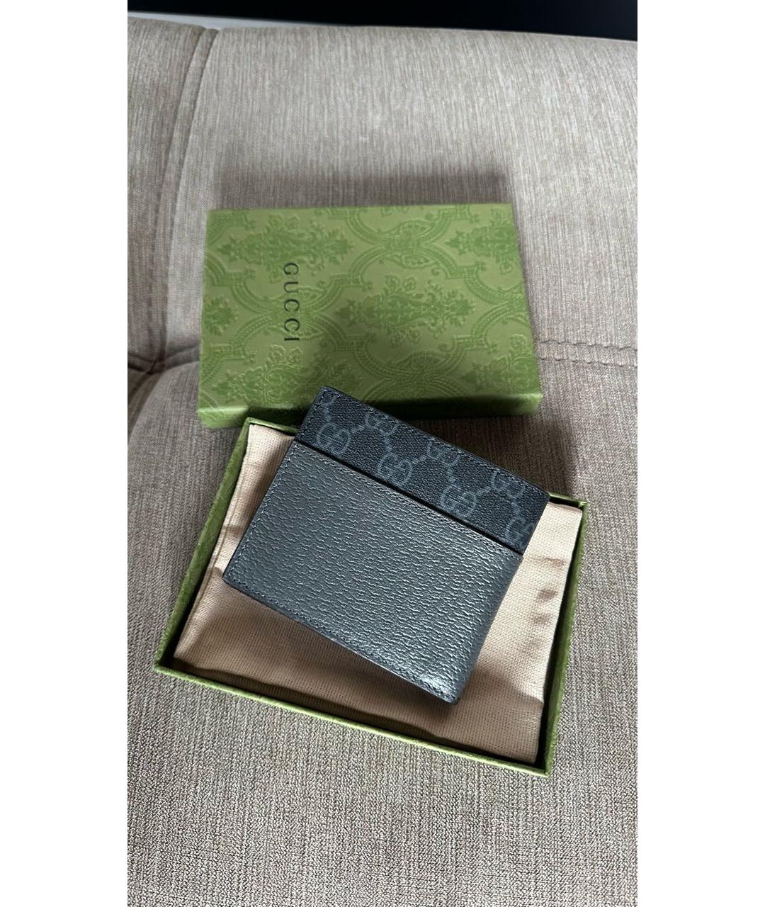 GUCCI Антрацитовый кожаный кошелек, фото 4