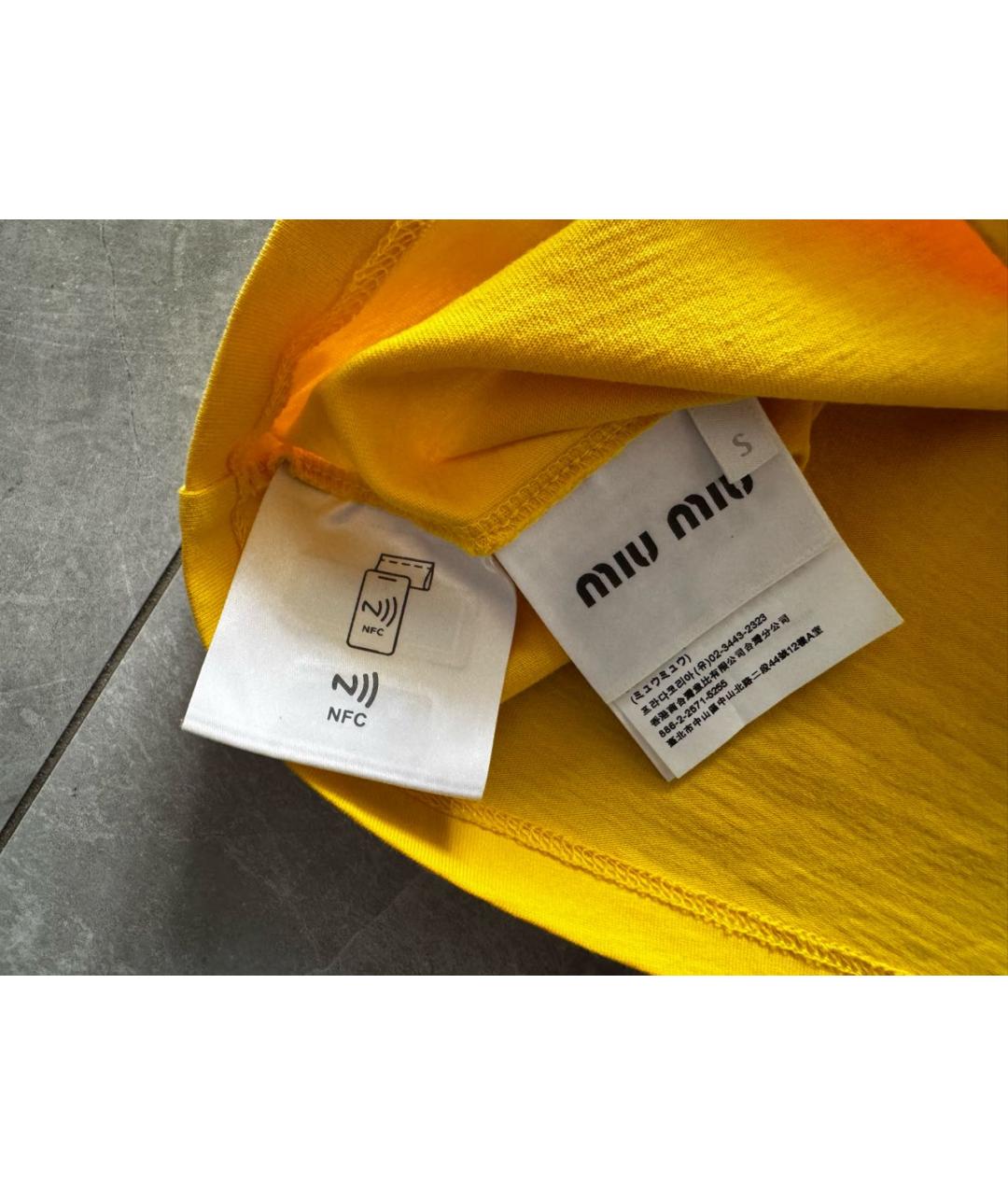 MIU MIU Желтая хлопковая майка, фото 4