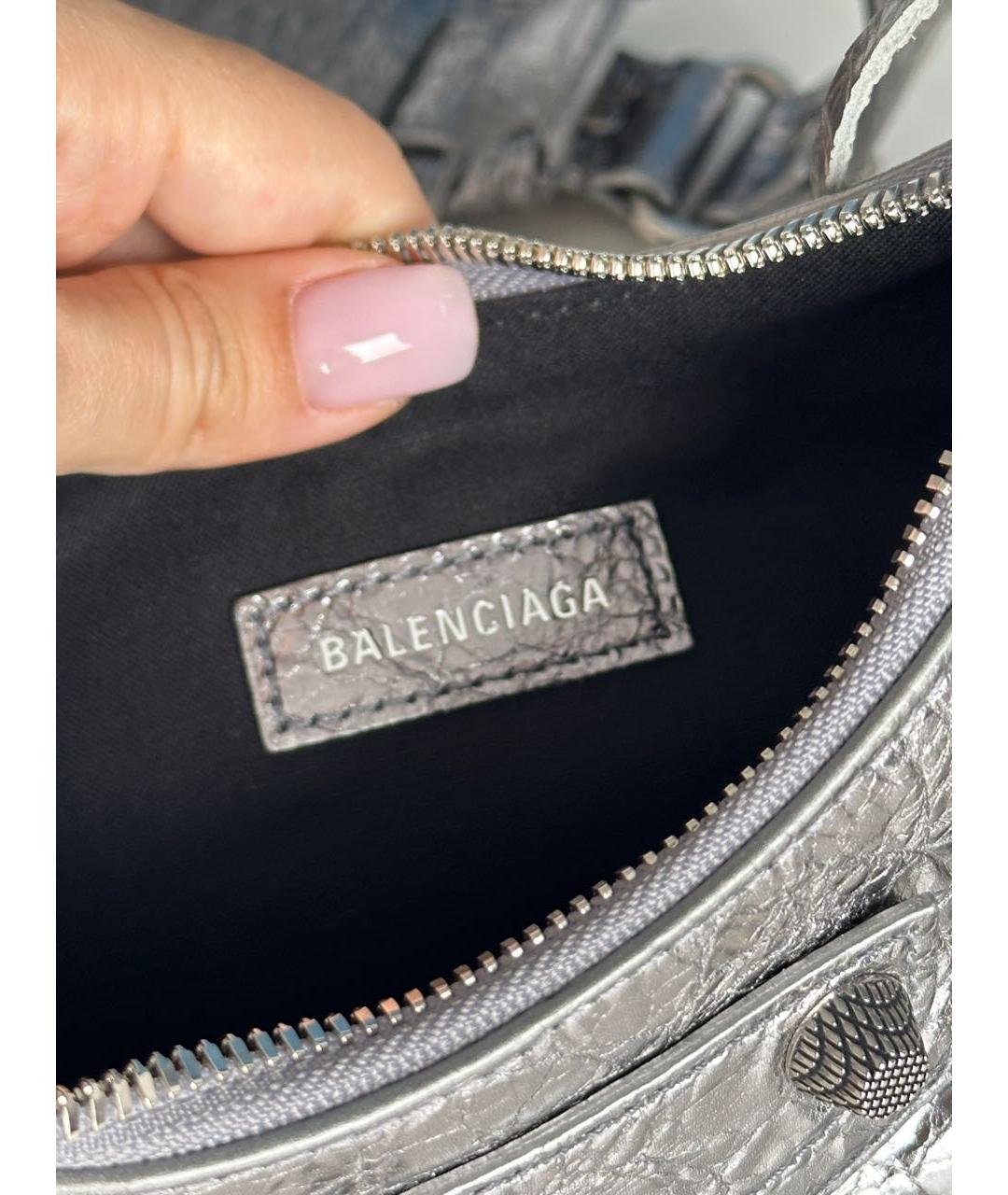 BALENCIAGA Серебряная кожаная сумка через плечо, фото 4