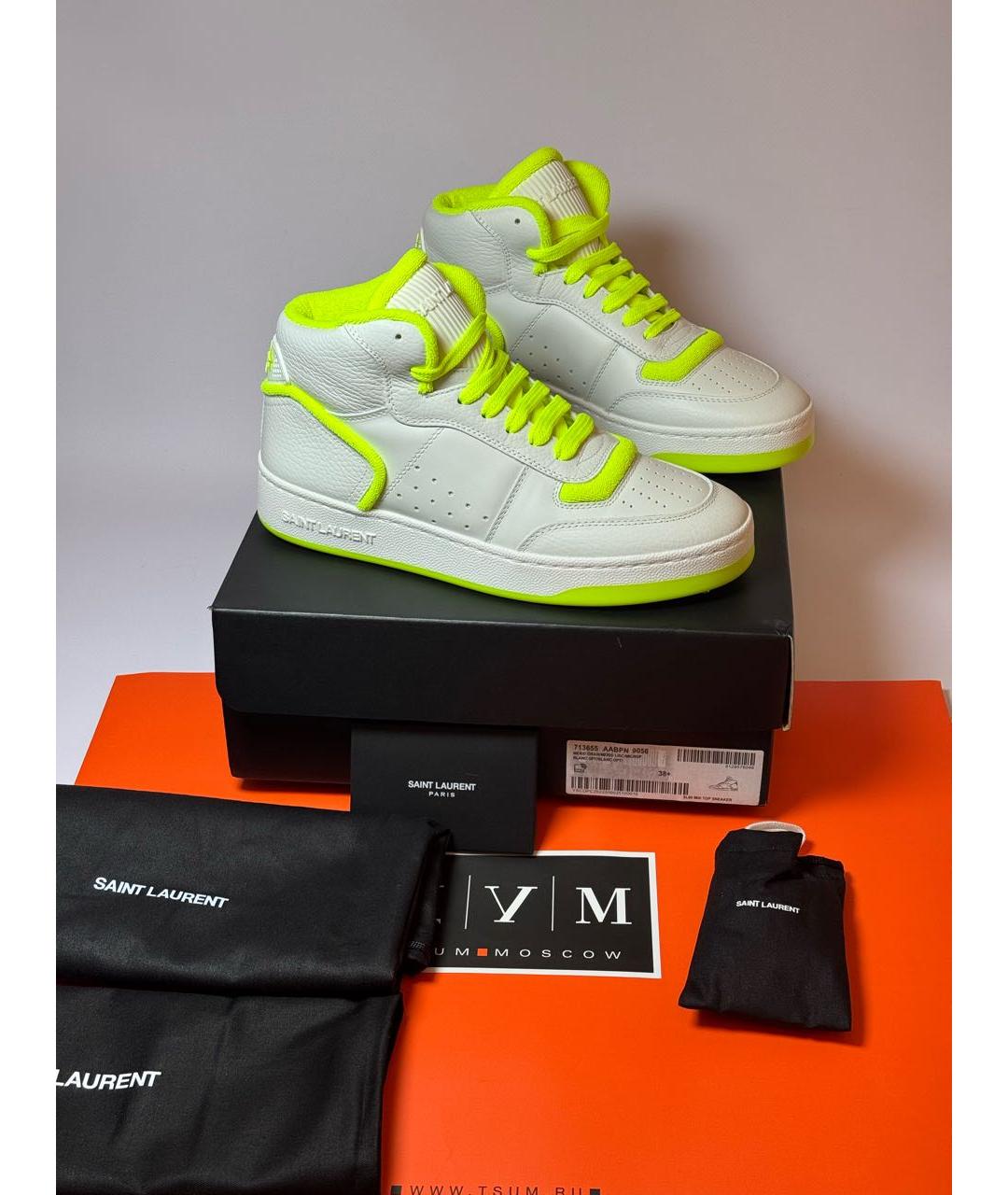 SAINT LAURENT Белые кожаные кроссовки, фото 9
