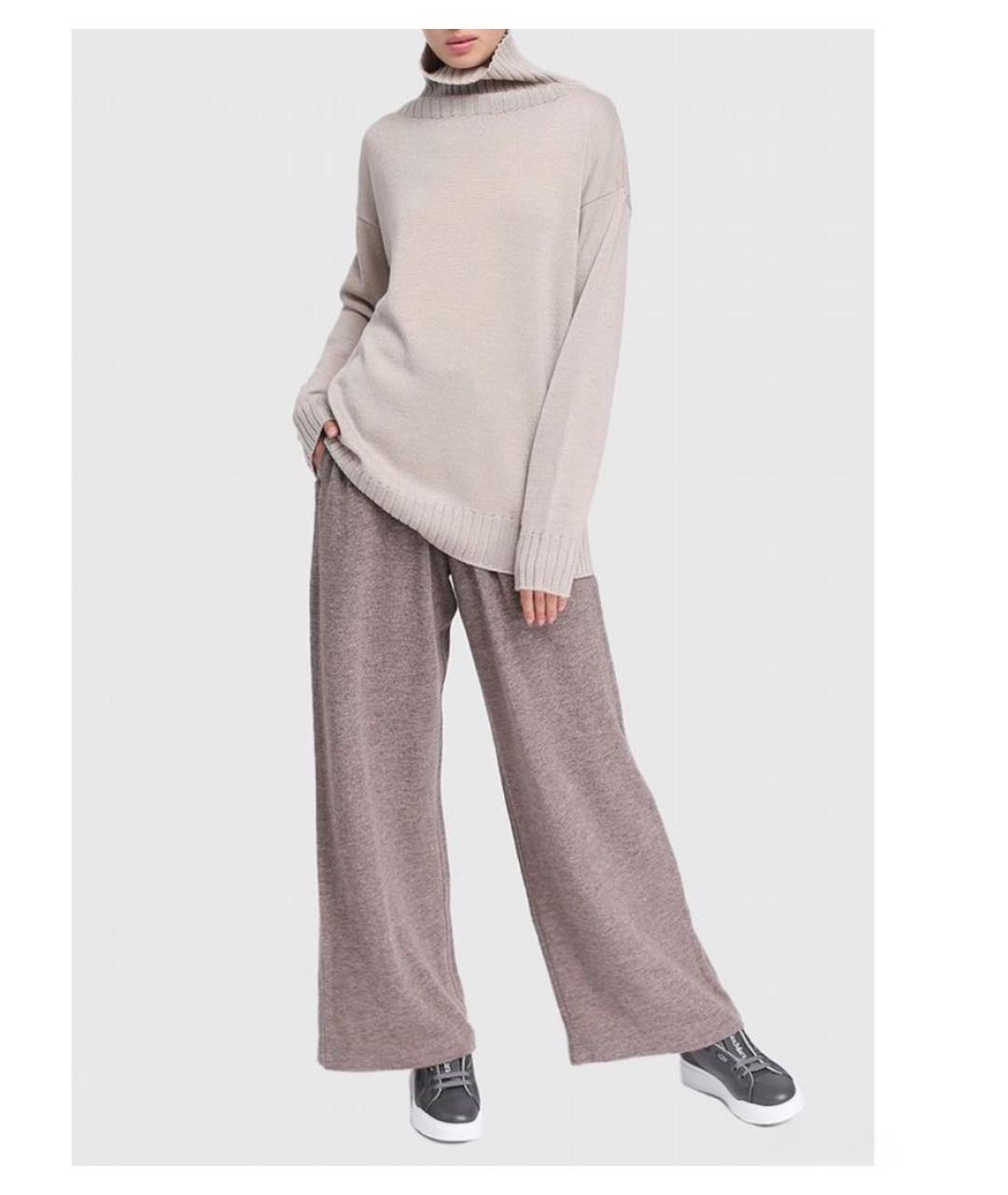MAX MARA Бежевые шерстяные брюки широкие, фото 6