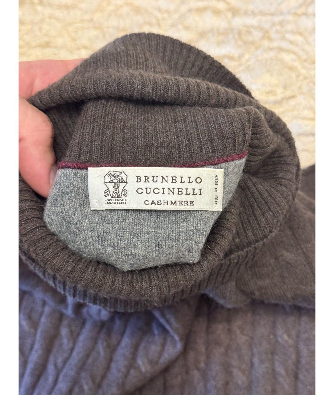 BRUNELLO CUCINELLI Коричневая кашемировая водолазка, фото 4