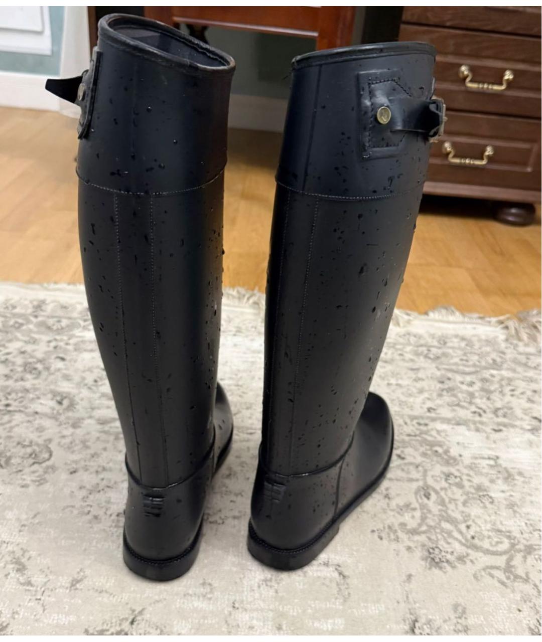 BURBERRY Черные резиновые сапоги, фото 4