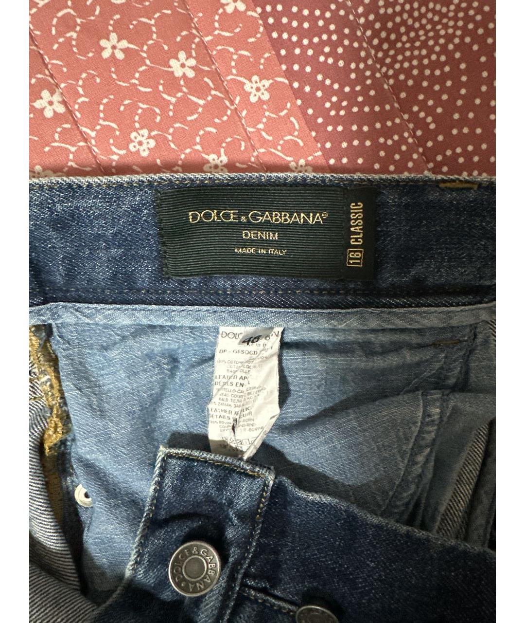 DOLCE&GABBANA Синие хлопковые прямые джинсы, фото 8