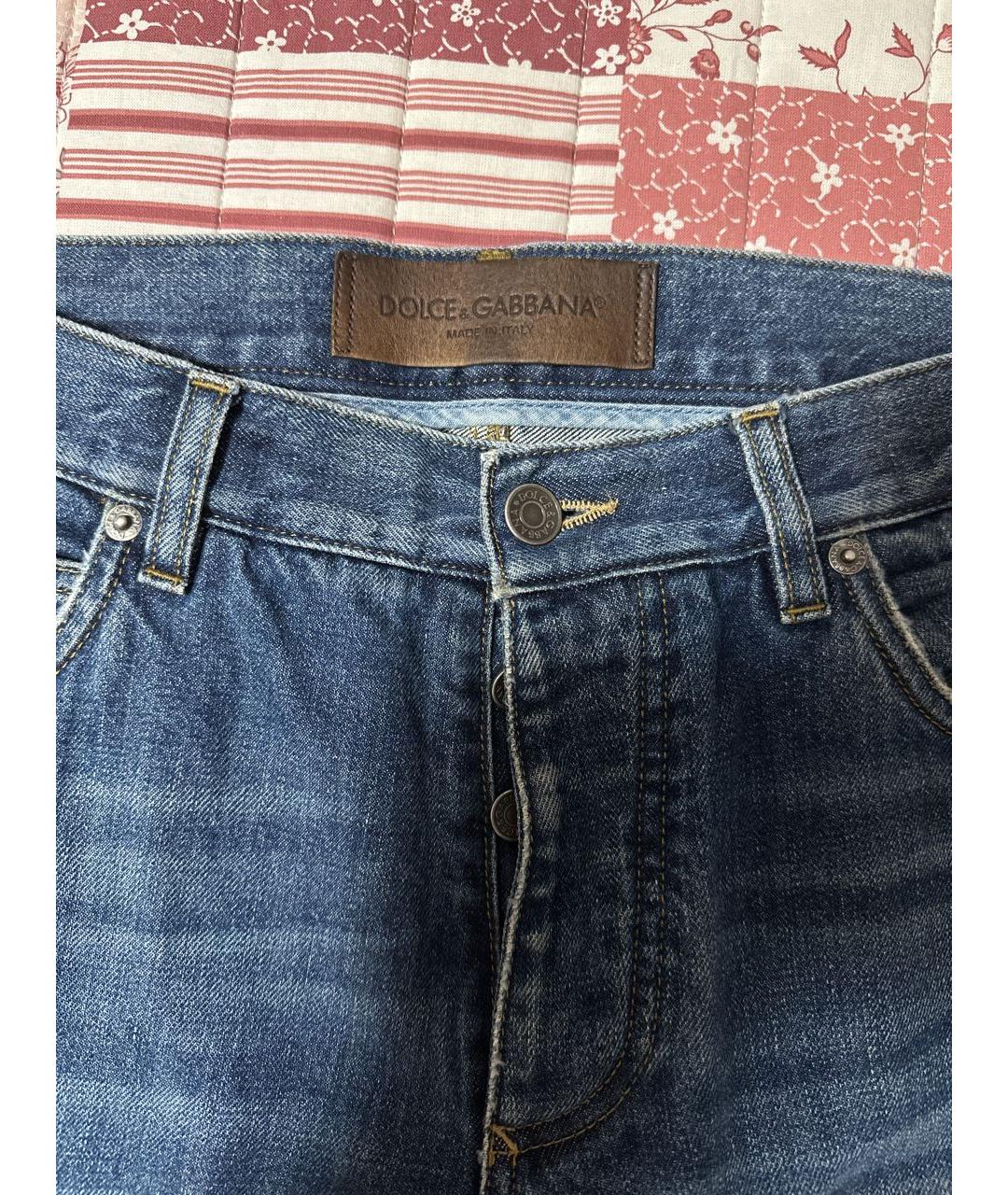 DOLCE&GABBANA Синие хлопковые прямые джинсы, фото 5