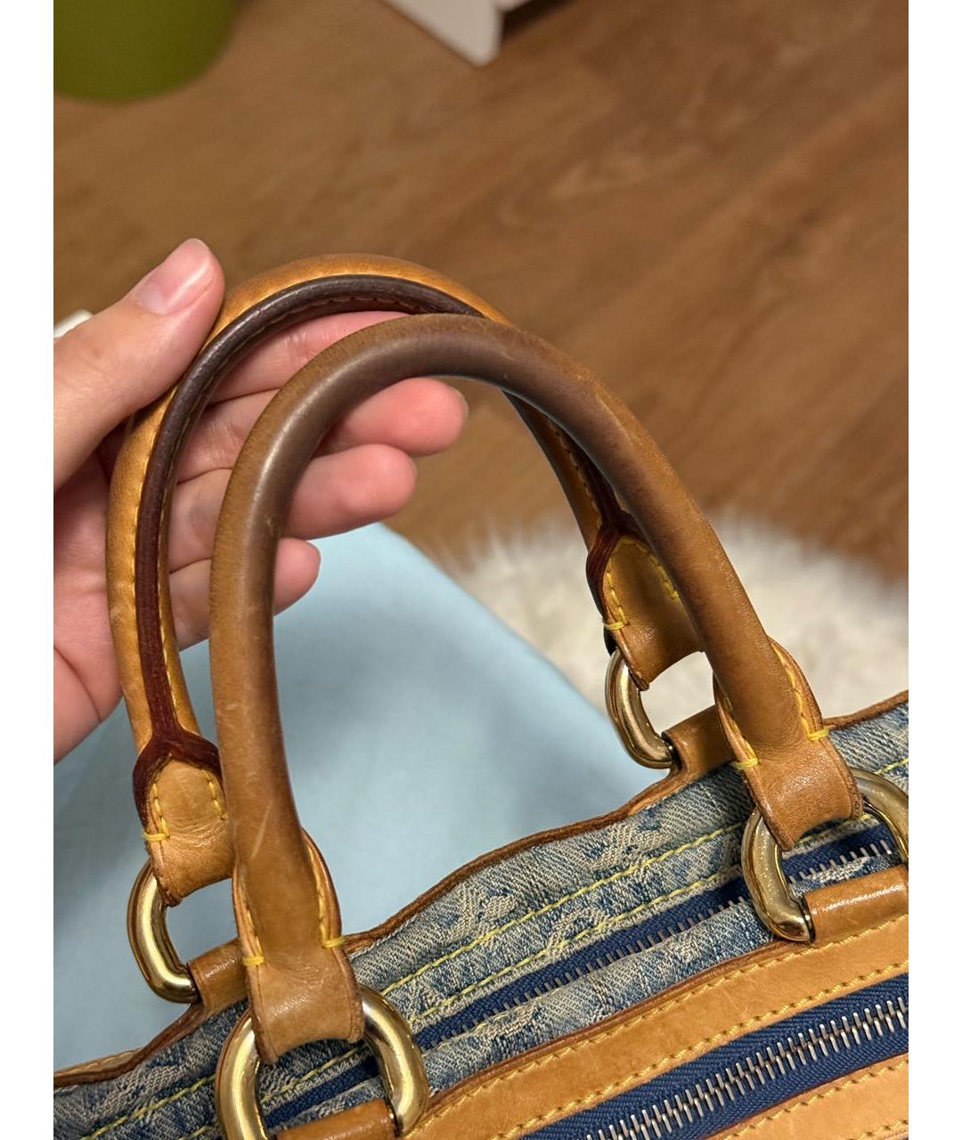 LOUIS VUITTON Синяя деним сумка с короткими ручками, фото 6