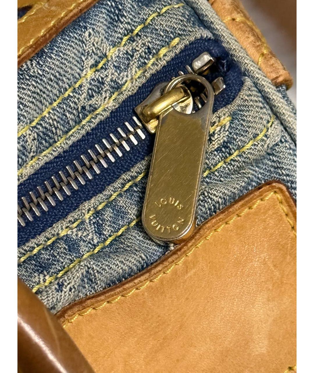 LOUIS VUITTON Синяя деним сумка с короткими ручками, фото 5