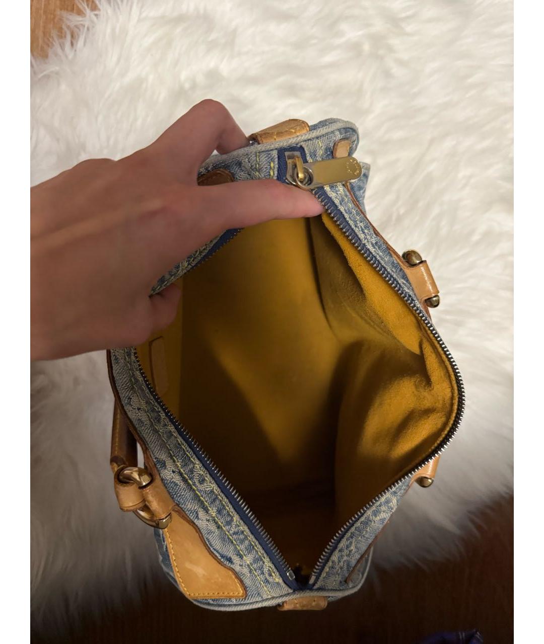LOUIS VUITTON Синяя деним сумка с короткими ручками, фото 4