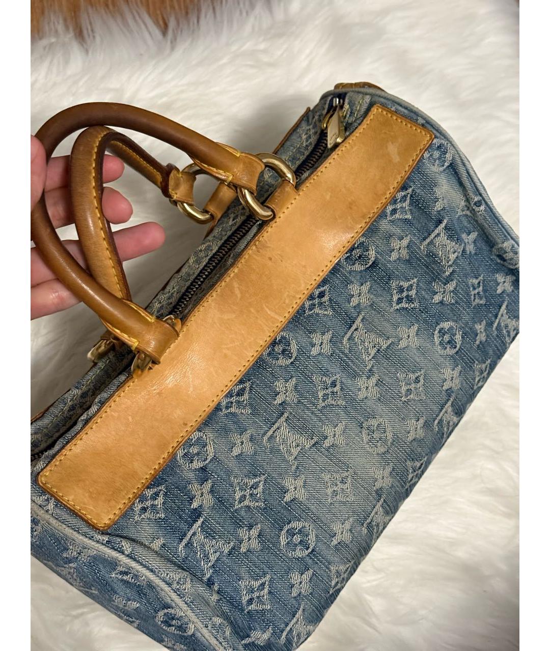 LOUIS VUITTON Синяя деним сумка с короткими ручками, фото 2