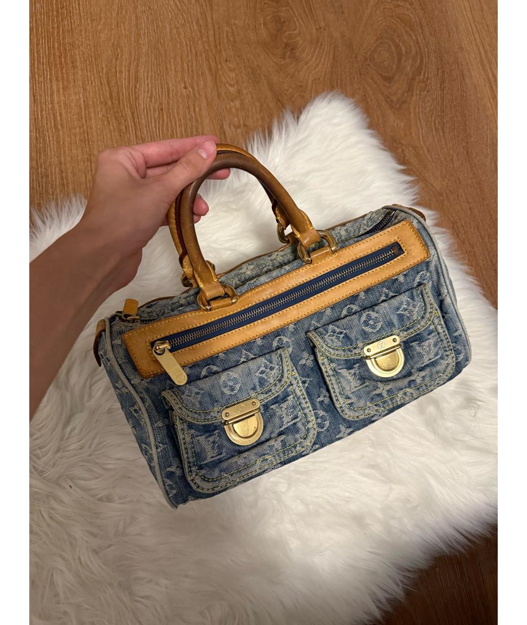 LOUIS VUITTON Синяя деним сумка с короткими ручками, фото 9