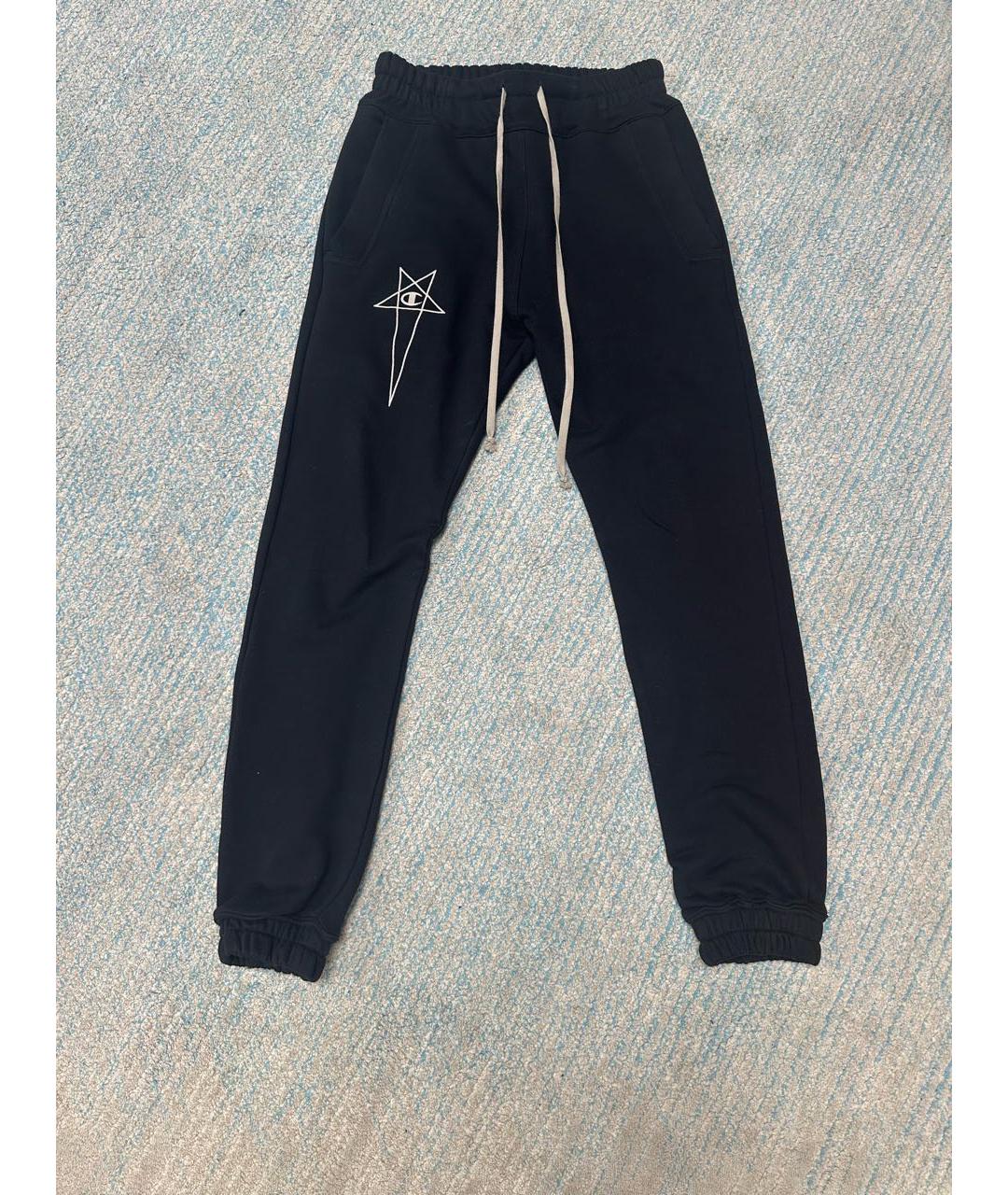 RICK OWENS Черные хлопковые повседневные брюки, фото 6