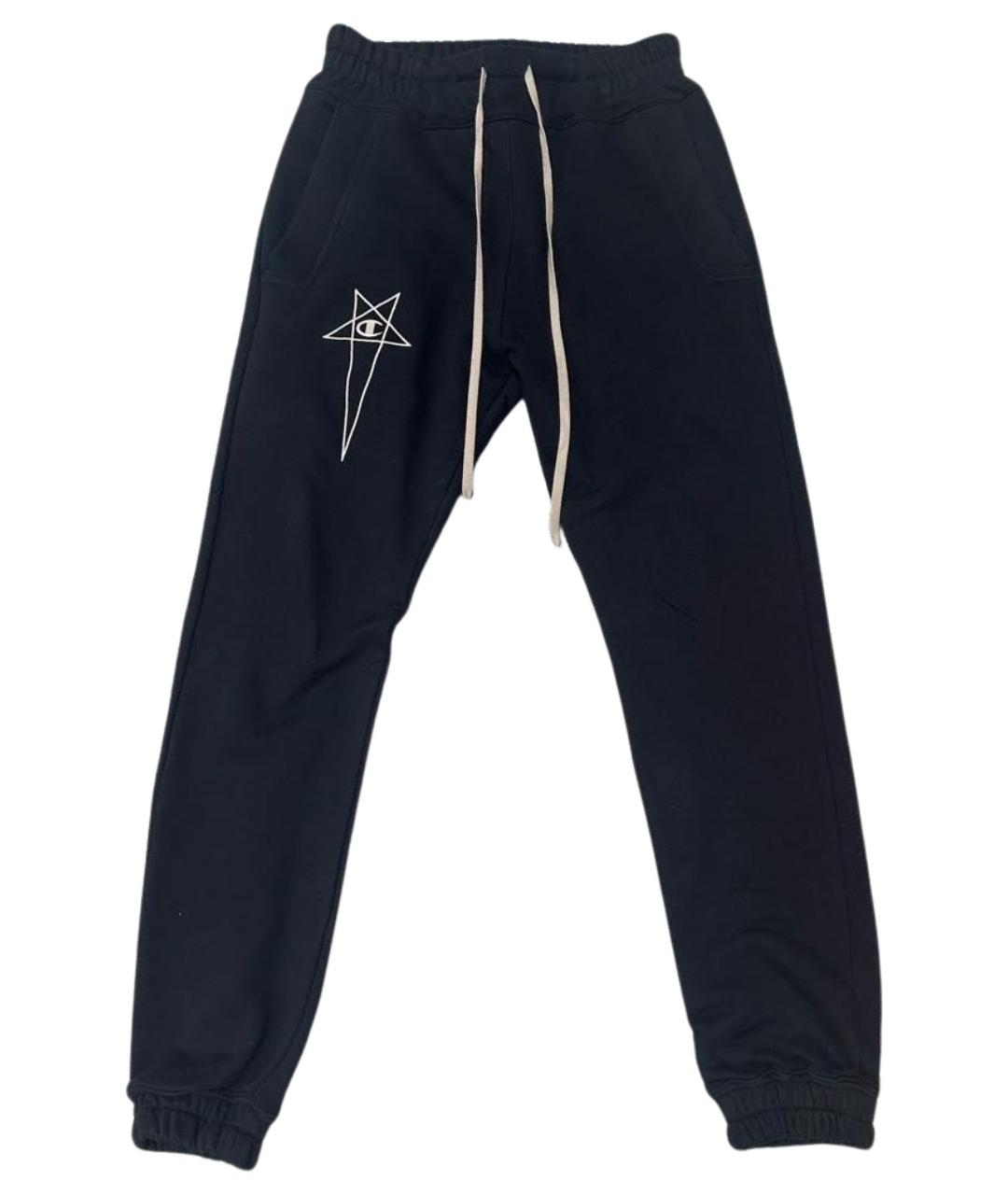 RICK OWENS Черные хлопковые повседневные брюки, фото 1