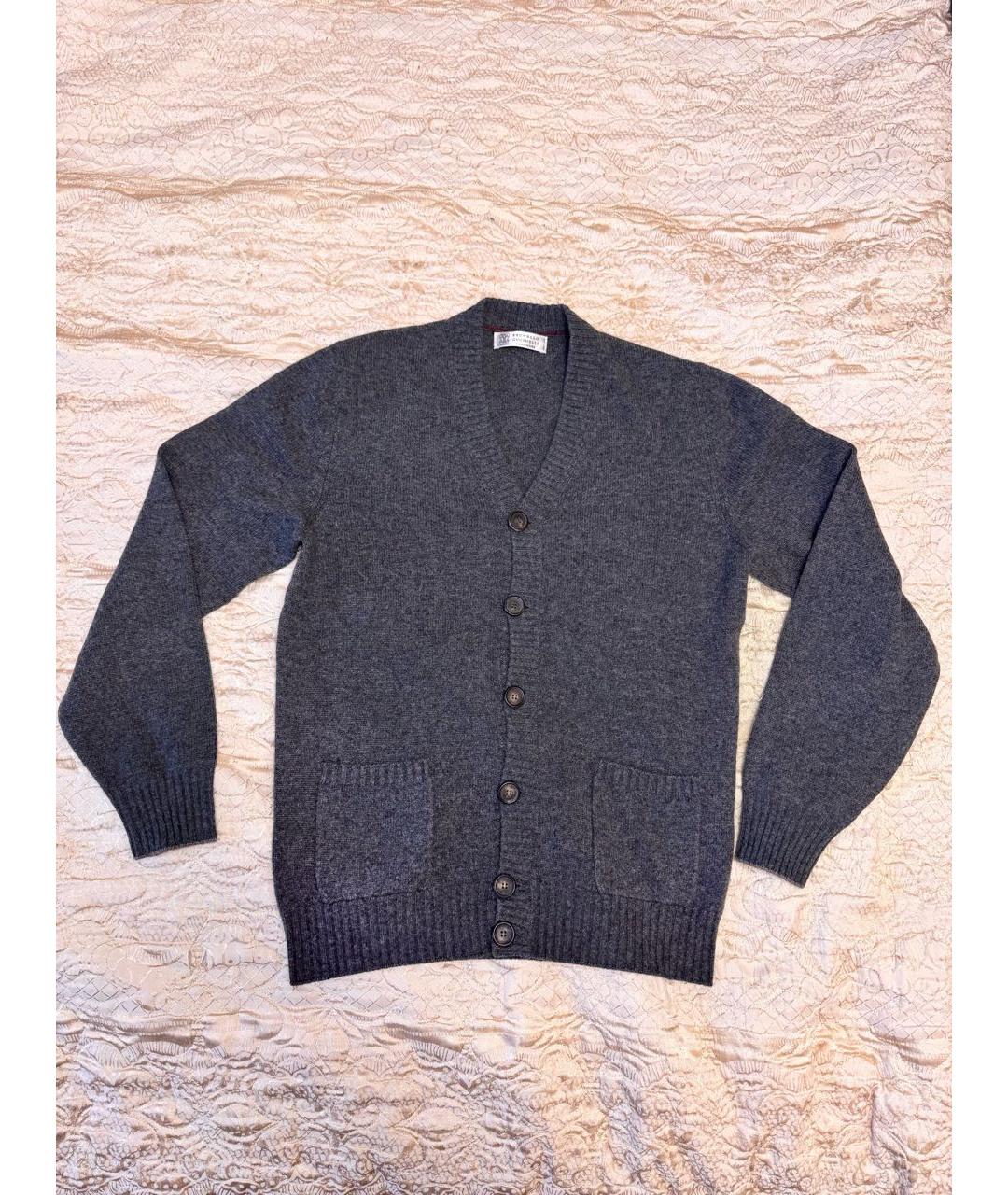 BRUNELLO CUCINELLI Антрацитовый кашемировый кардиган, фото 5