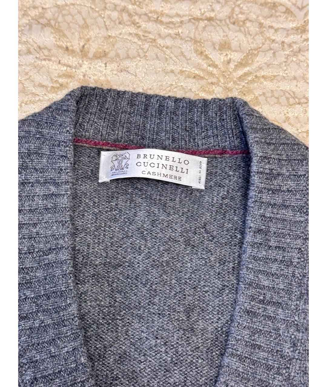 BRUNELLO CUCINELLI Антрацитовый кашемировый кардиган, фото 3