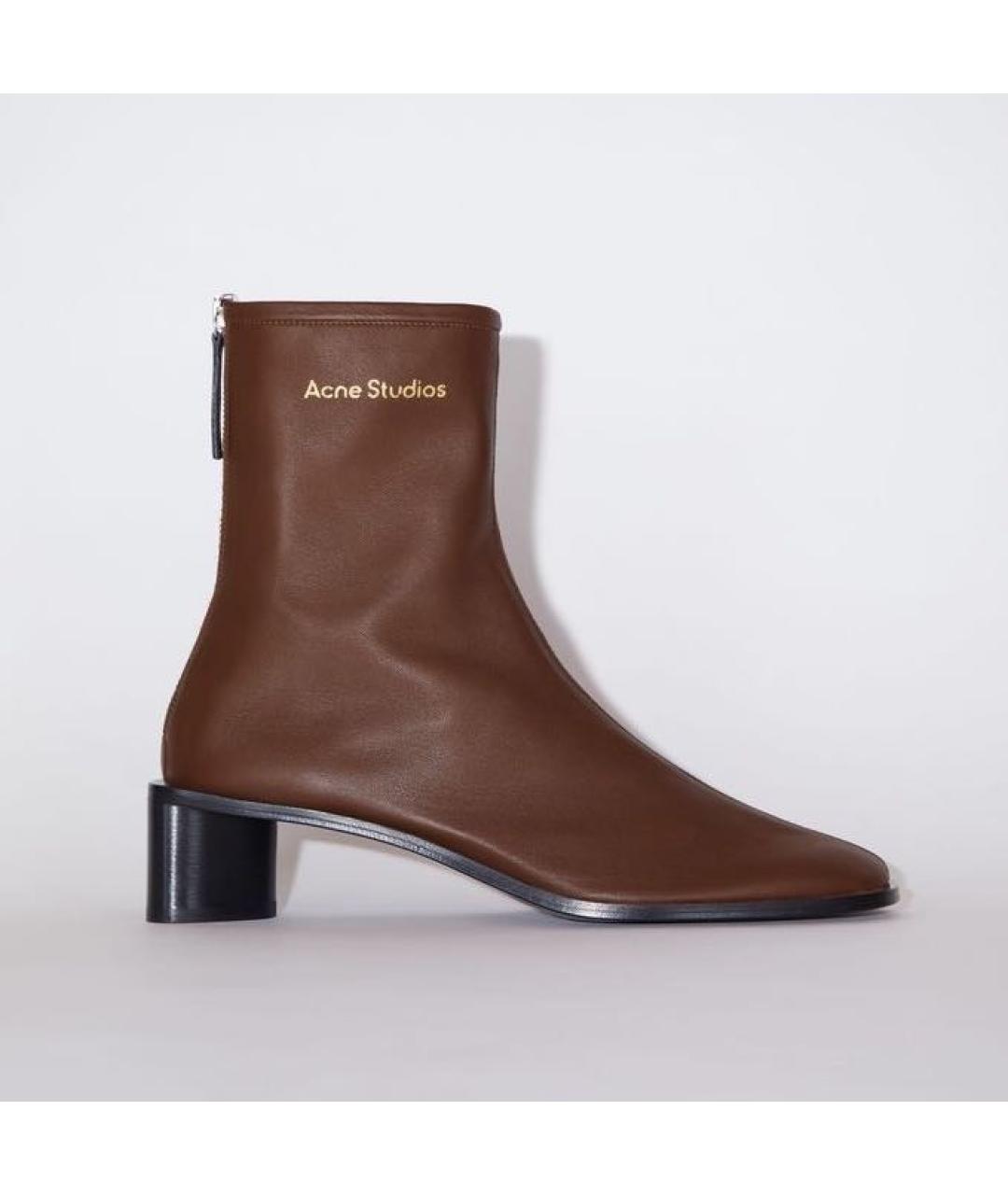 ACNE STUDIOS Коричневые кожаные ботильоны, фото 9