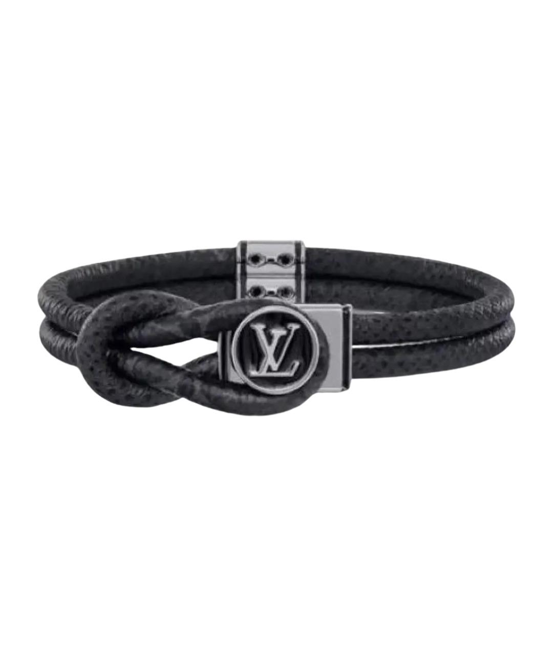 LOUIS VUITTON Черный кожаный браслет, фото 1