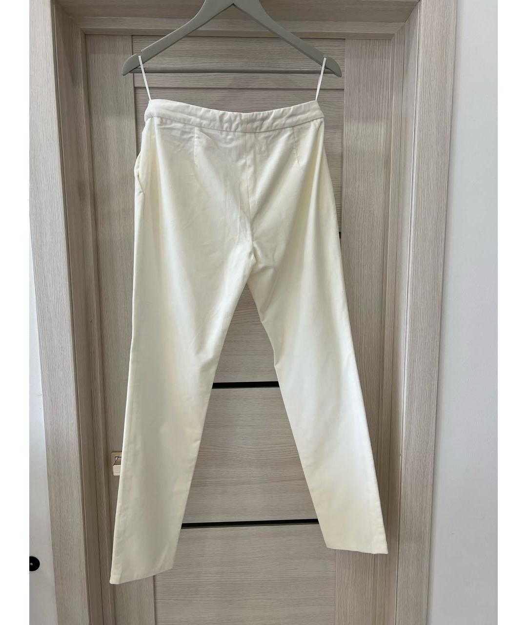 MAX MARA STUDIO Белые бархатные брюки узкие, фото 2