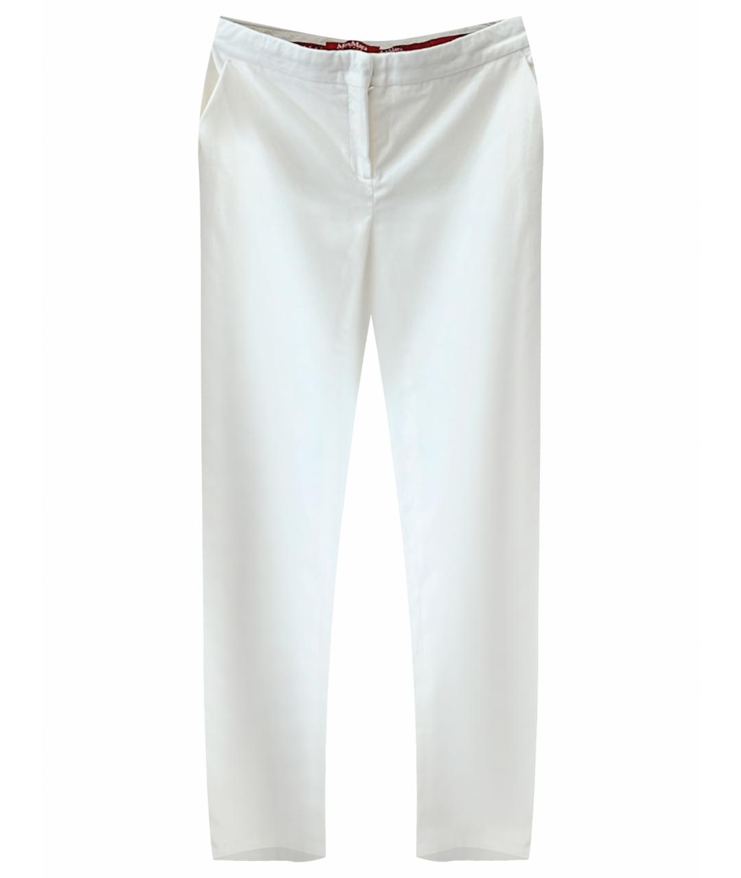 MAX MARA STUDIO Белые бархатные брюки узкие, фото 1