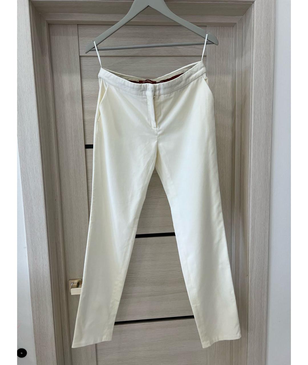 MAX MARA STUDIO Белые бархатные брюки узкие, фото 5