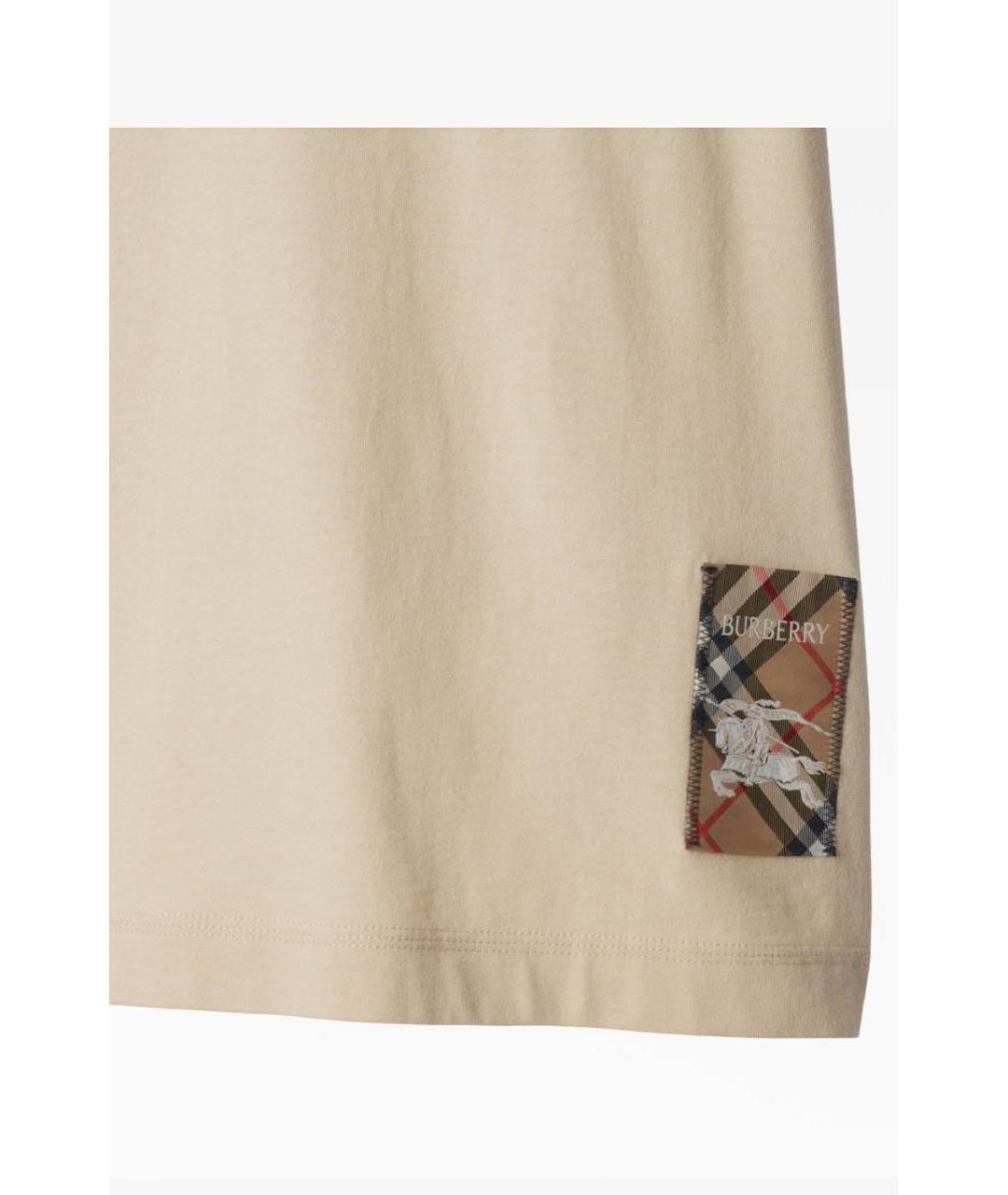 BURBERRY Бежевая хлопковая футболка, фото 4