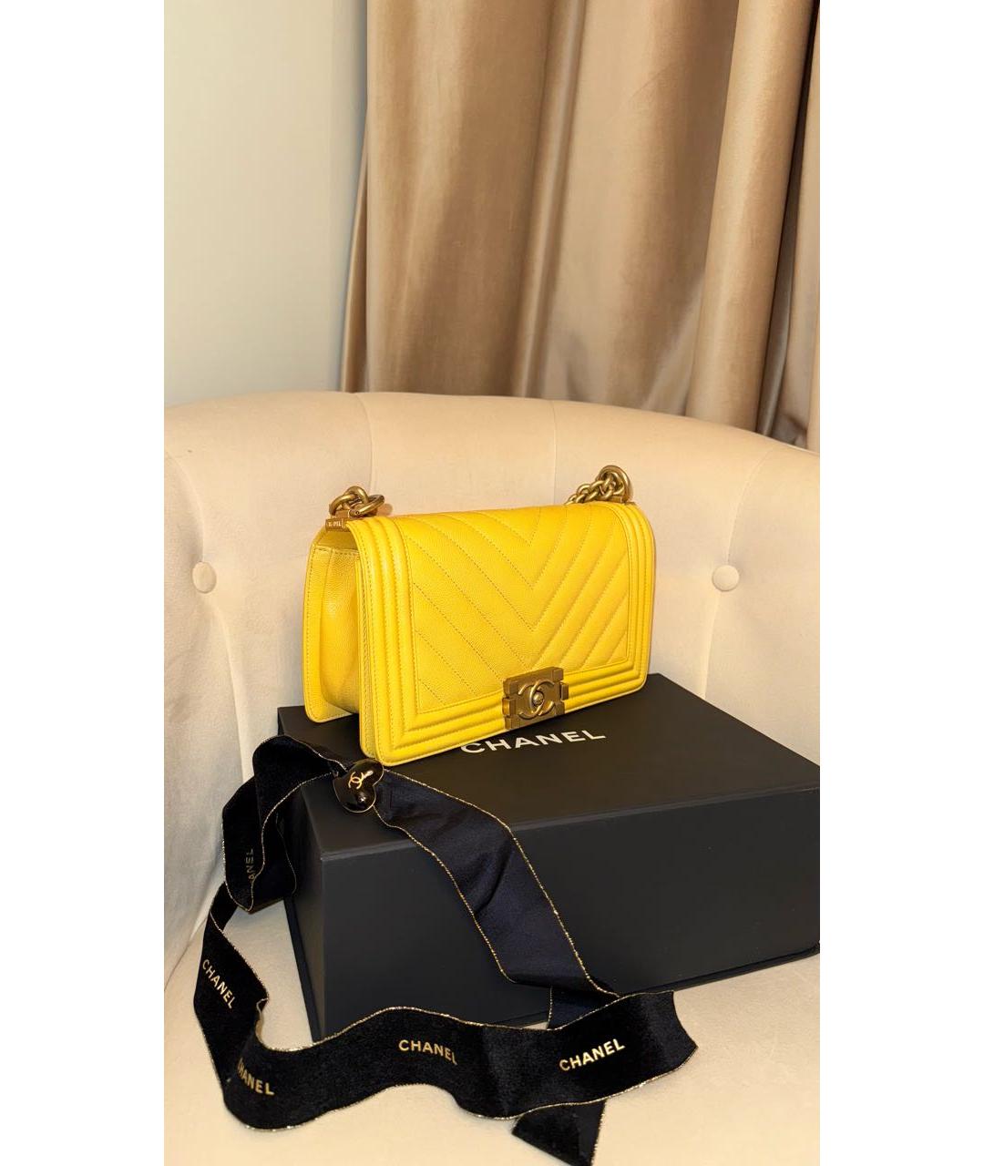 CHANEL Желтая кожаная сумка через плечо, фото 3
