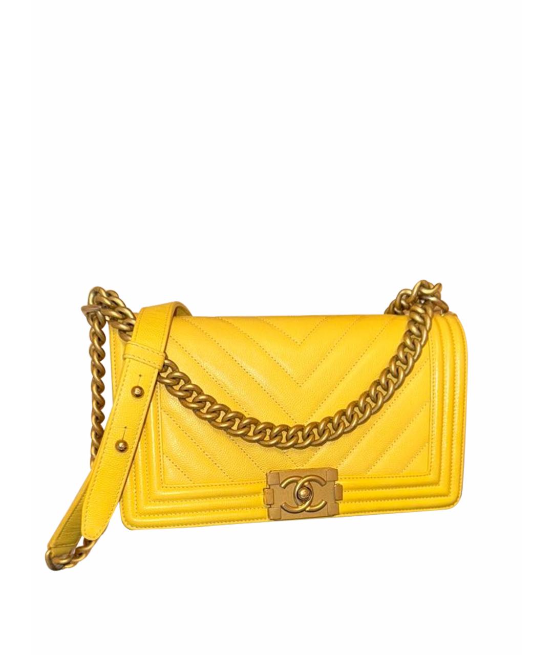CHANEL Желтая кожаная сумка через плечо, фото 1