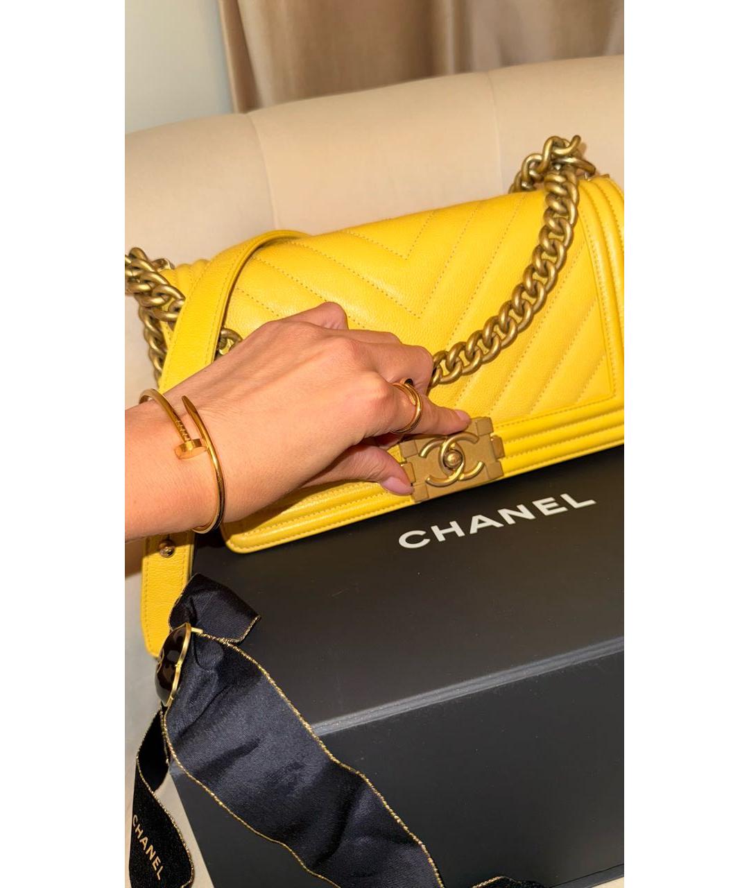 CHANEL Желтая кожаная сумка через плечо, фото 5