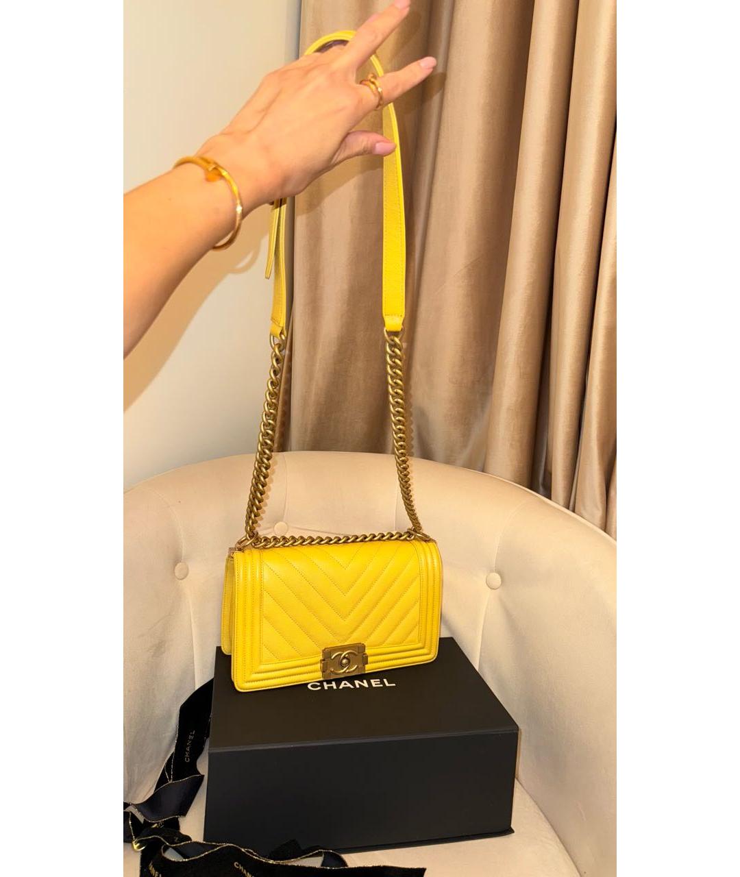CHANEL Желтая кожаная сумка через плечо, фото 7