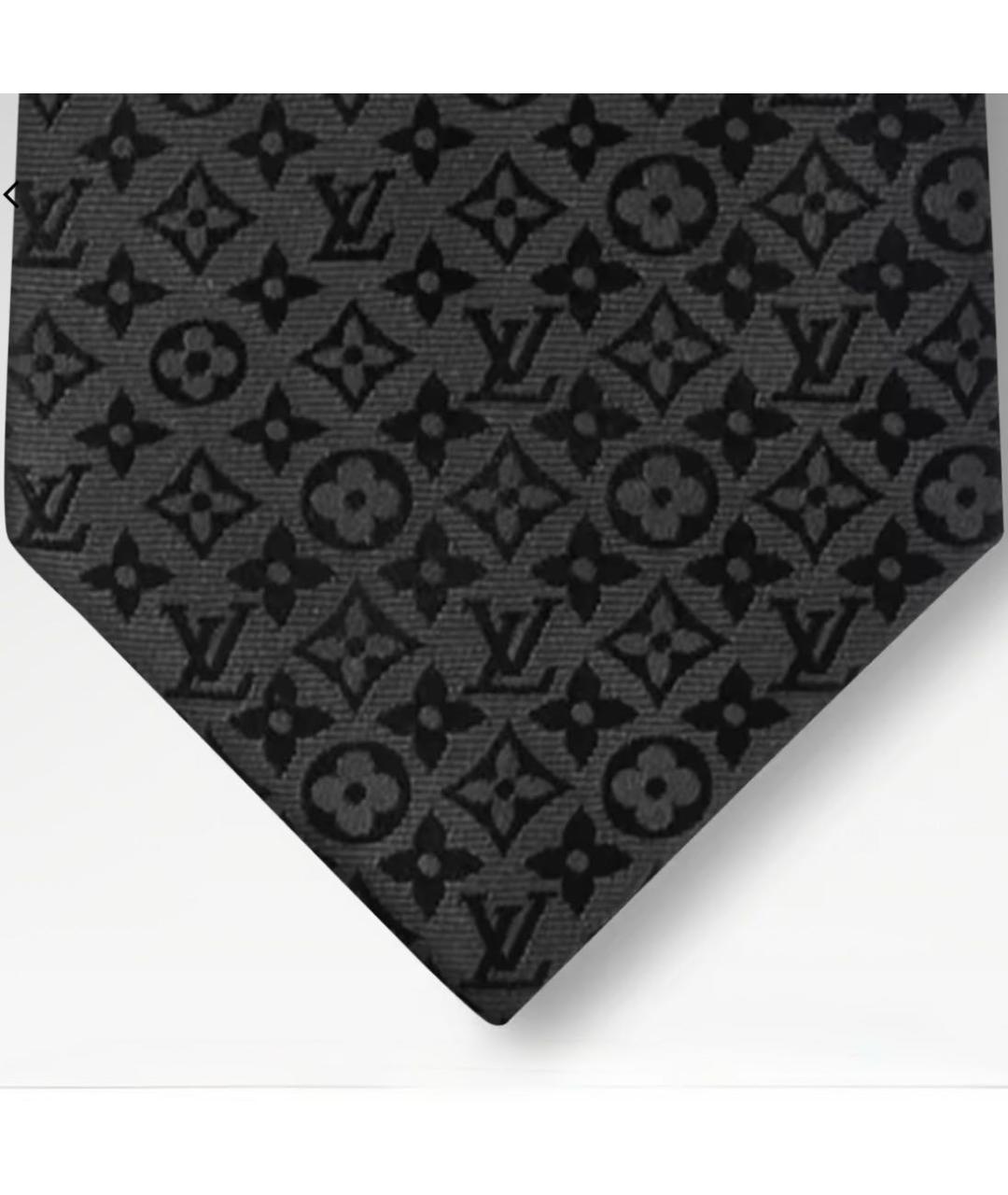 LOUIS VUITTON Черный шелковый галстук, фото 4