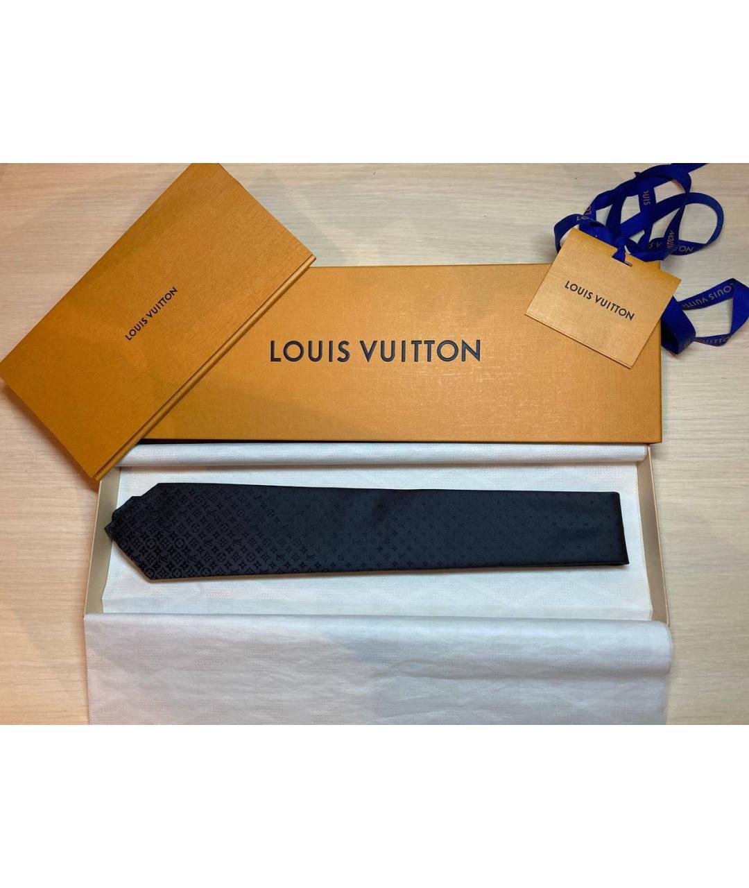 LOUIS VUITTON Черный шелковый галстук, фото 5