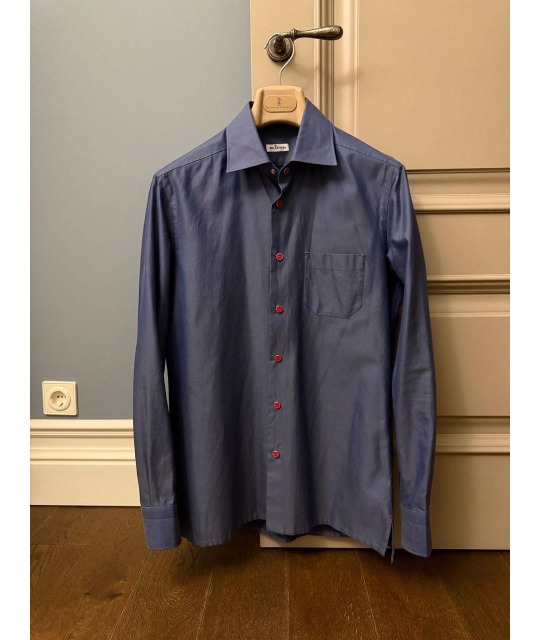 KITON Синяя хлопковая кэжуал рубашка, фото 2
