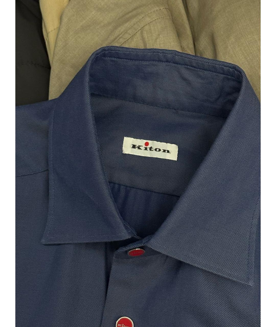 KITON Синяя хлопковая кэжуал рубашка, фото 4