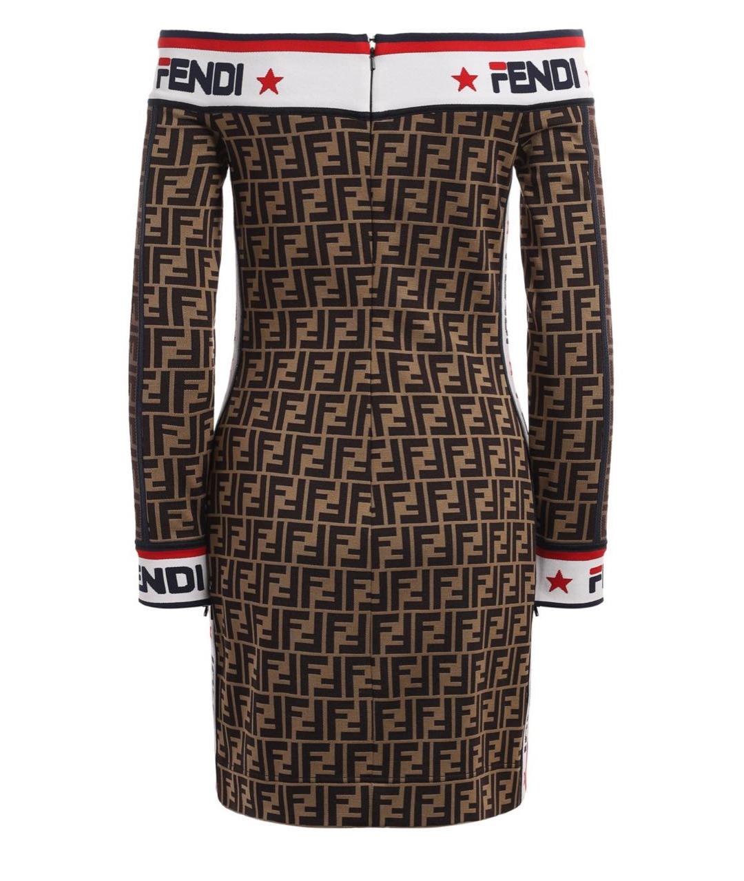 FENDI Коричневое хлопковое повседневное платье, фото 2