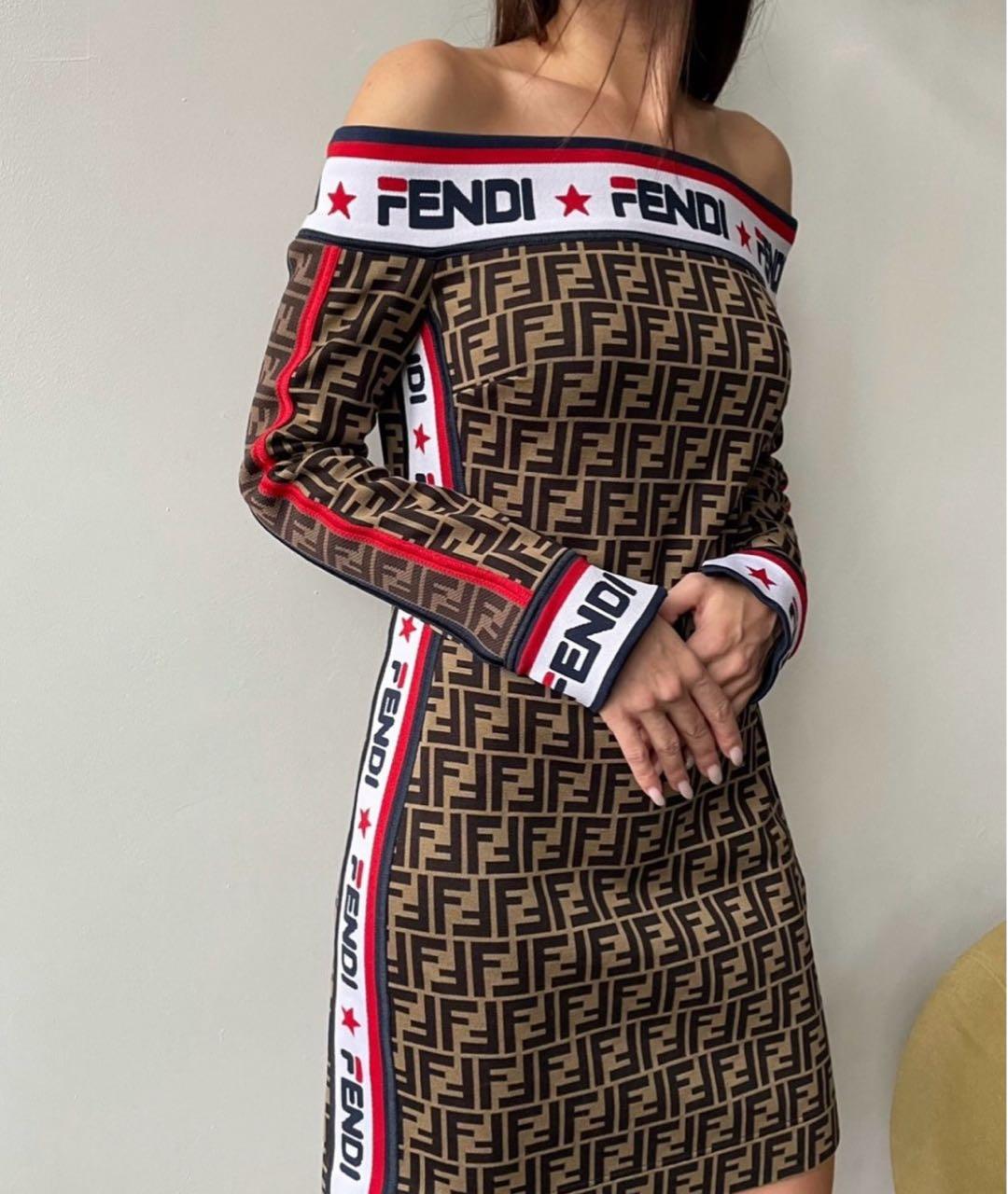FENDI Коричневое хлопковое повседневное платье, фото 3