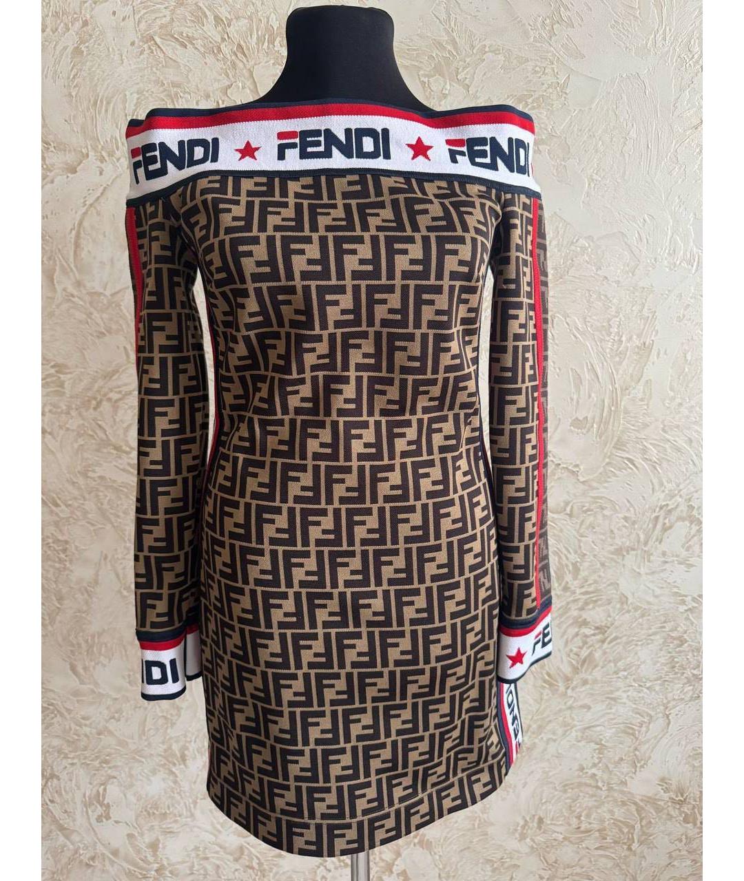 FENDI Коричневое хлопковое повседневное платье, фото 4