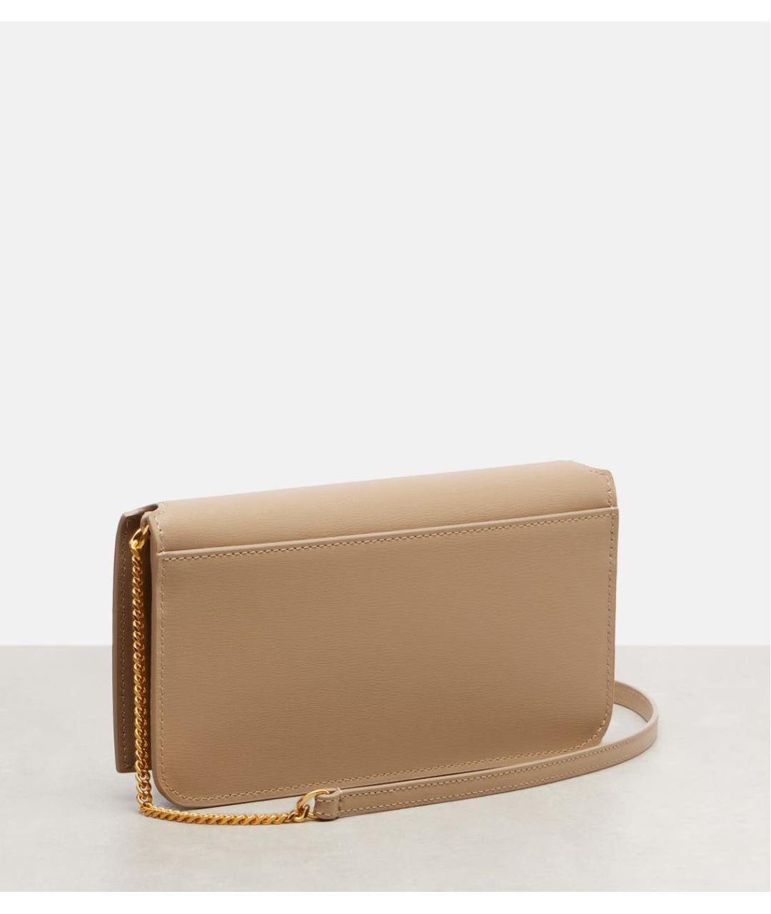SAINT LAURENT Бежевая кожаная сумка через плечо, фото 3