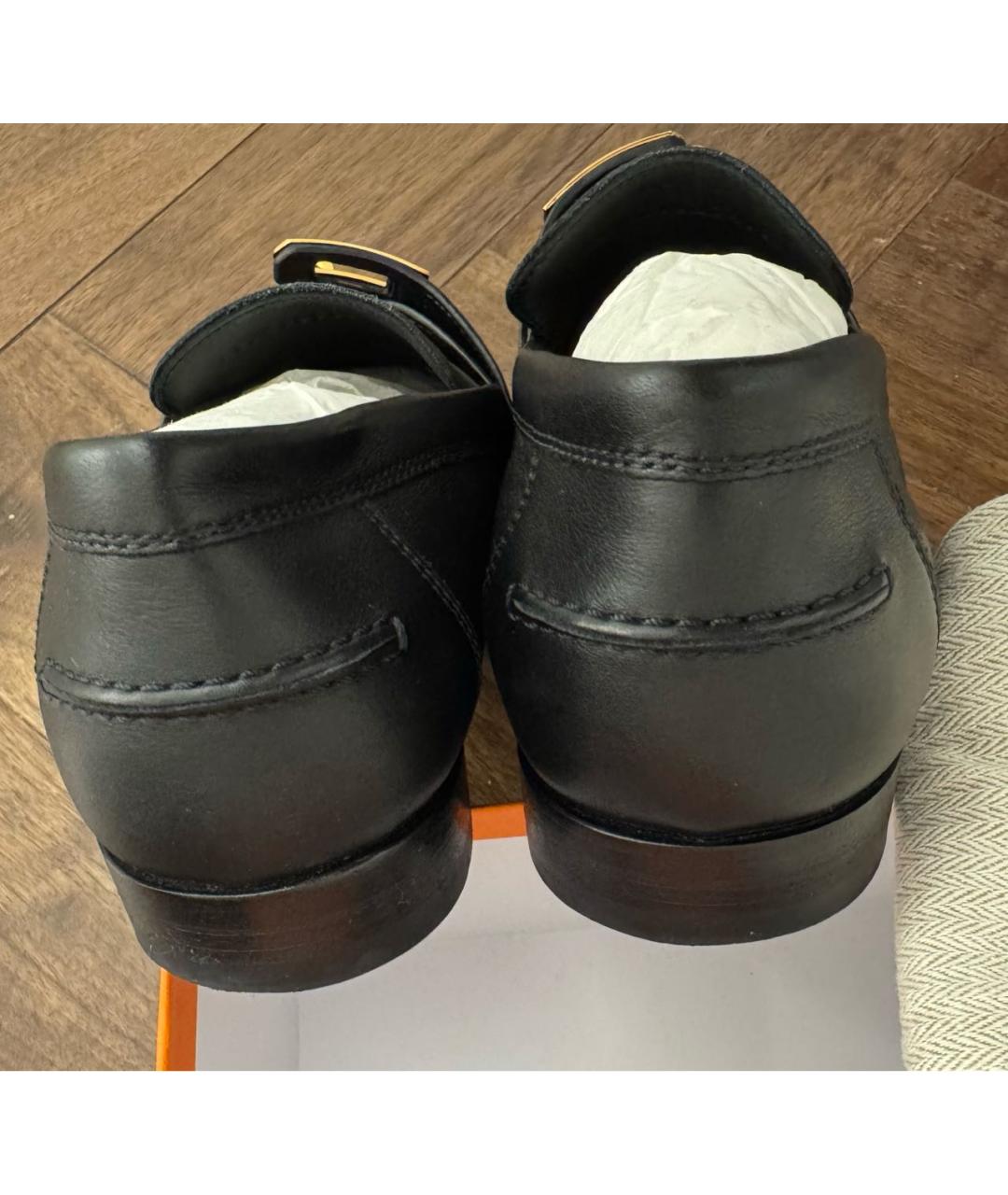HERMES Черные кожаные лоферы, фото 6