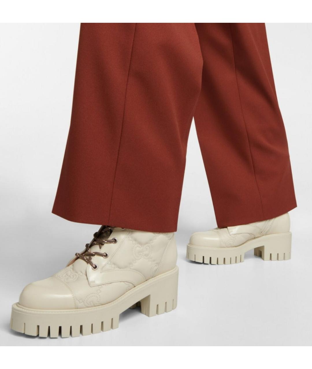 GUCCI Белые кожаные ботинки, фото 5