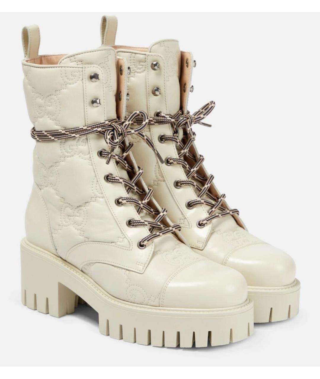 GUCCI Белые кожаные ботинки, фото 3