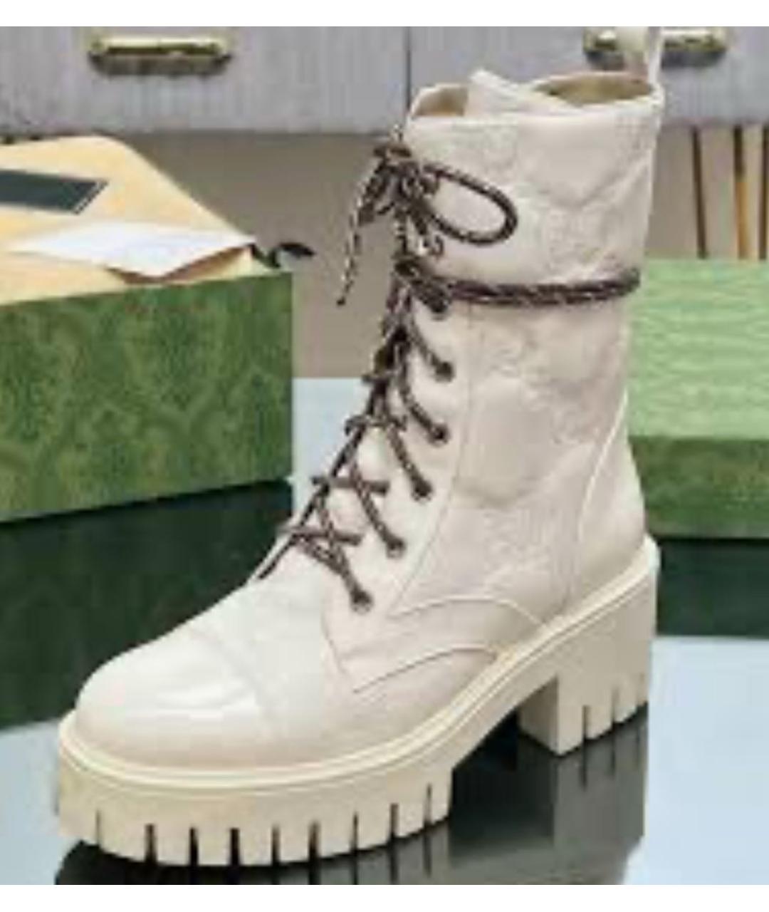 GUCCI Белые кожаные ботинки, фото 7