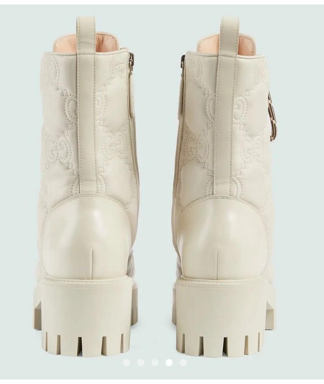 GUCCI Белые кожаные ботинки, фото 4