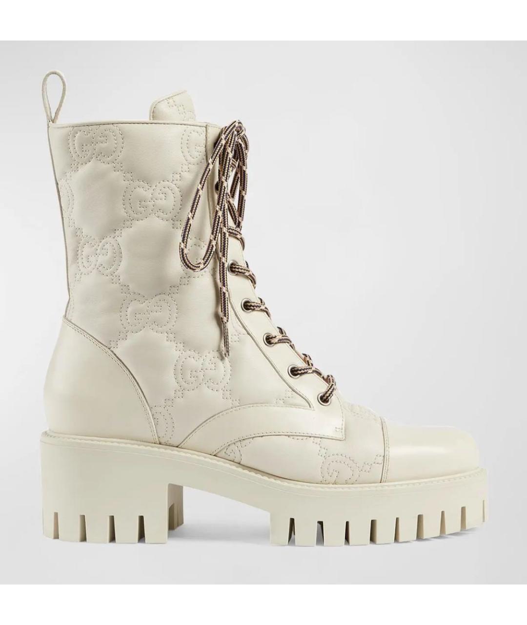 GUCCI Белые кожаные ботинки, фото 9