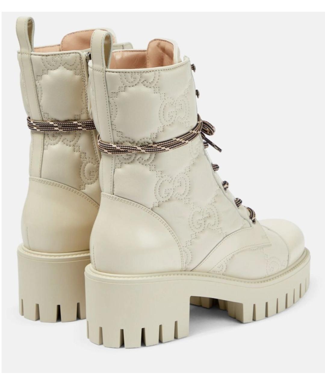 GUCCI Белые кожаные ботинки, фото 6