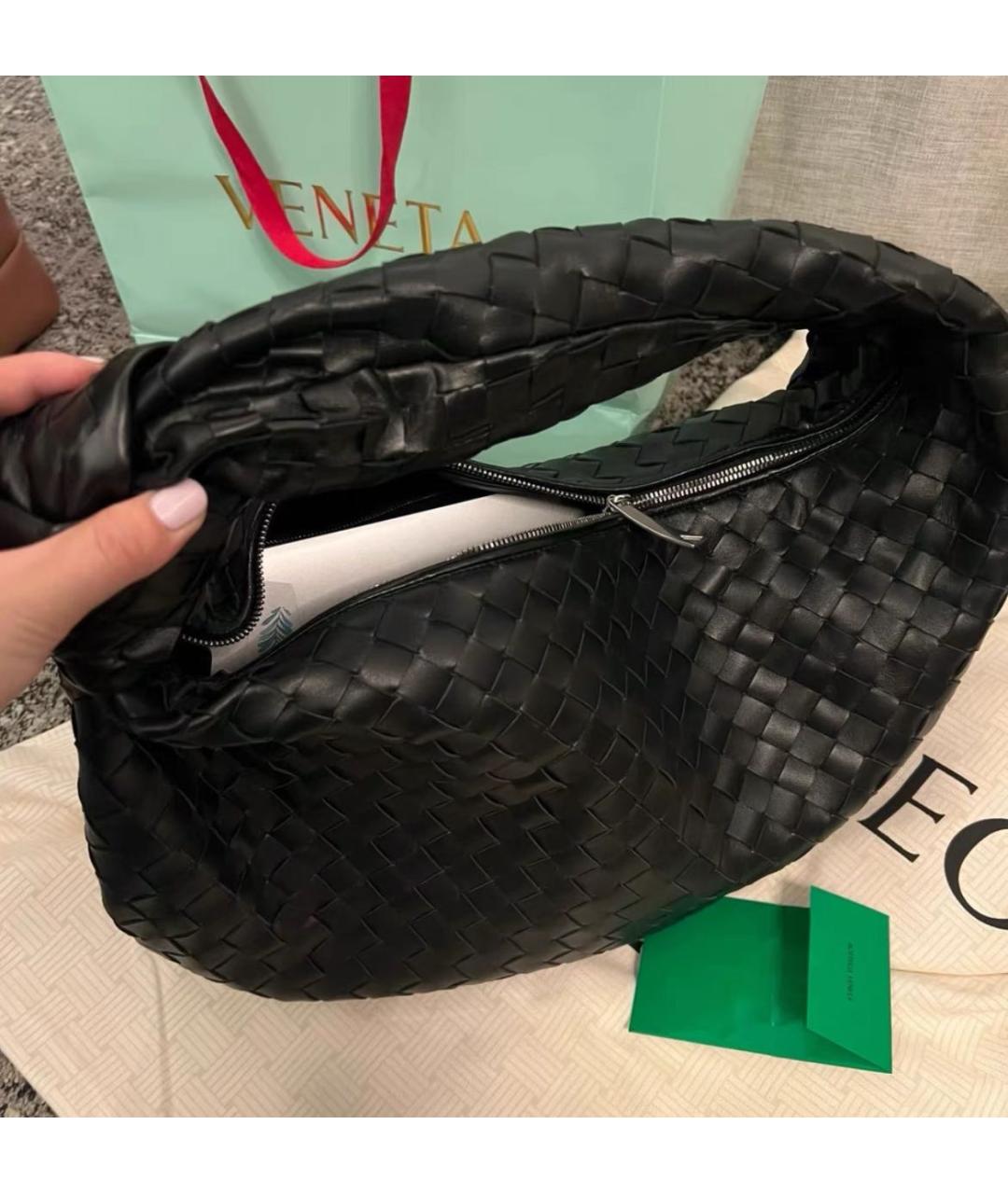 BOTTEGA VENETA Черная кожаная сумка с короткими ручками, фото 3