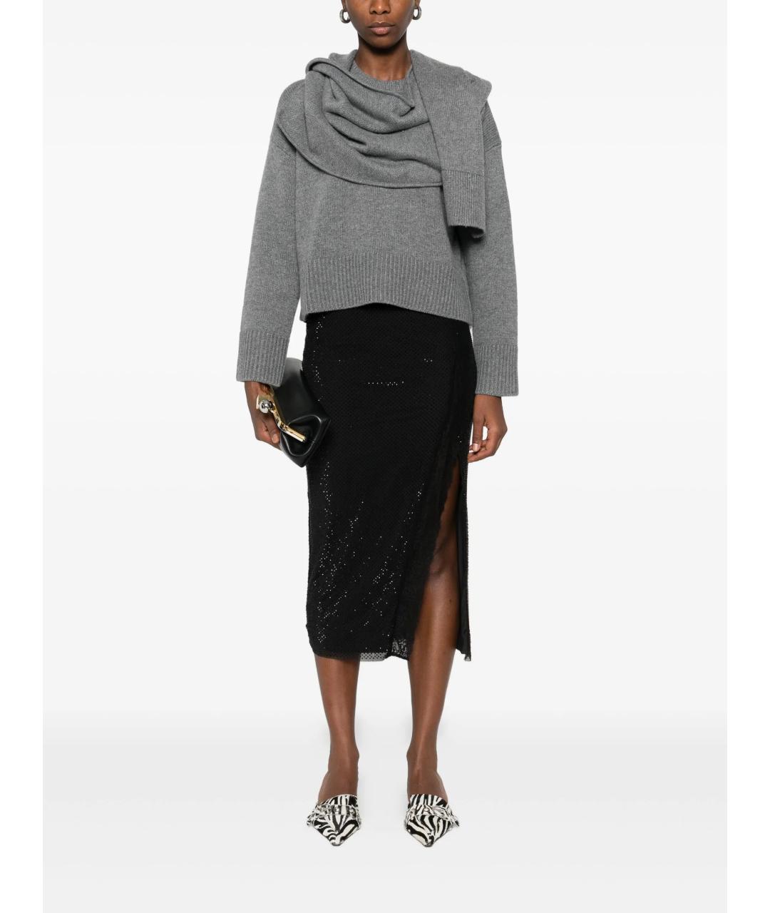 SELF-PORTRAIT Черная полиэстеровая юбка миди, фото 2