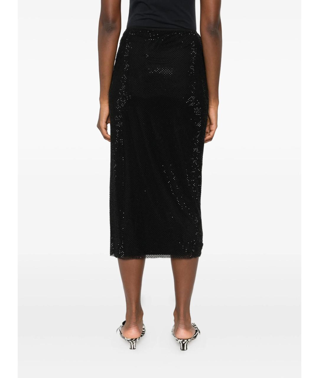 SELF-PORTRAIT Черная полиэстеровая юбка миди, фото 4