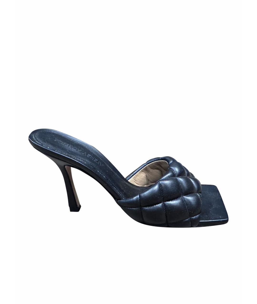 BOTTEGA VENETA Черные кожаные мюли, фото 1